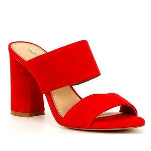 ~NEW~ Gianni Bini - Suede Block Heel Mule Sandals - Red